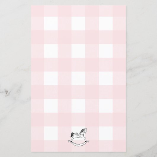 Roze Gingham Rocking Horse Baby Predicted Game (Achterkant)