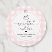 Roze Gingham Rocking Horse Sprinkoos met liefde Bedankjes Labels (Voorkant)