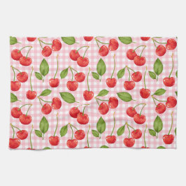 Roze Gingham & Rode Kersen Picknick Theedoek