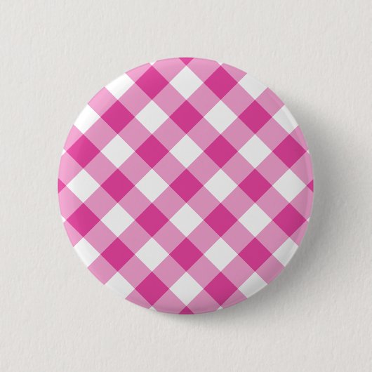 Roze Gingham Ronde Button 5,7 Cm (Voorkant)