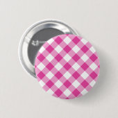 Roze Gingham Ronde Button 5,7 Cm (Voorkant /achterkant)