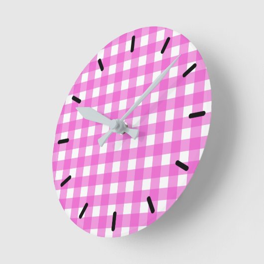 Roze gingham ronde klok (Hoek)