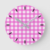Roze gingham ronde klok (Voorkant)