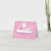 Roze Gingham Ruffled Bassinet Blank Notecard Kaart (Voorkant)