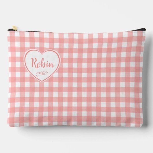 Roze Gingham Ruitpatroon Etui (Voorkant)