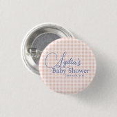 Roze Gingham Rut Streepbehang om af te scheuren Ronde Button 3,2 Cm (Voorkant /achterkant)
