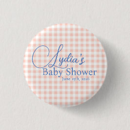 Roze Gingham Rut Streepbehang om af te scheuren Ronde Button 3,2 Cm
