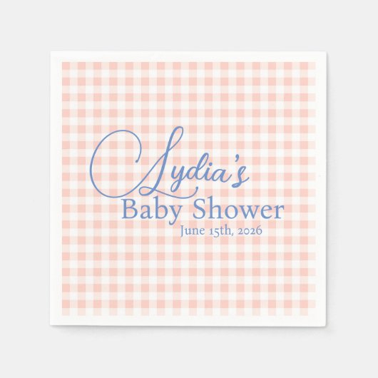 Roze Gingham Rut Streepbehang om af te scheuren Servet (Voorkant)