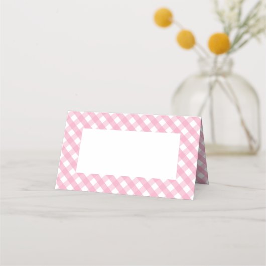 Roze Gingham Rutpatroon Plaatskaartje (Achterkant)