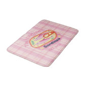 Roze Gingham Sardines Aangepaste Familienaam Badmat (Gekanteld)