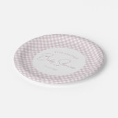 Roze gingham schattig eenvoudig gepersonaliseerd b papieren bordje (Gekanteld)
