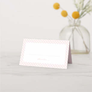 Roze gingham schattig eenvoudig meisje baby shower plaatskaartje