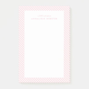 Roze gingham schattig lief gepersonaliseerd post-it® notes
