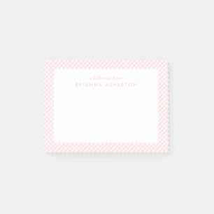Roze gingham schattig lief gepersonaliseerd post-it® notes