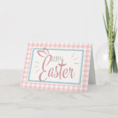 Roze Gingham Schattige Happy Easter Custom Feestdagen Kaart (Voorkant)
