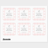 Roze Gingham Schommelend Paard Ex-Libris Sticker (Vel)
