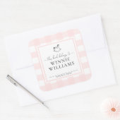 Roze Gingham Schommelend Paard Ex-Libris Sticker (Envelop)