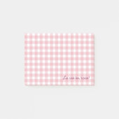 roze gingham schrijft post-it® notes (Voorkant)