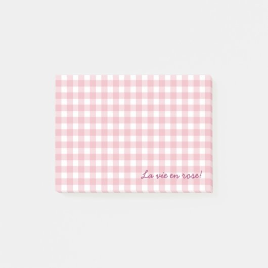 roze gingham schrijft post-it® notes (Voorkant)