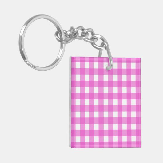 Roze gingham sleutelhanger (Voorkant Links)