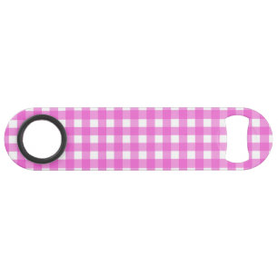 Roze gingham speed flessenopener