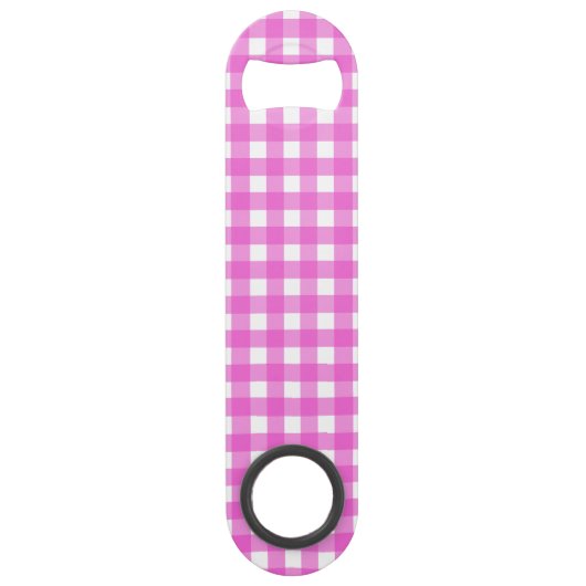 Roze gingham speed flessenopener (Achterkant)