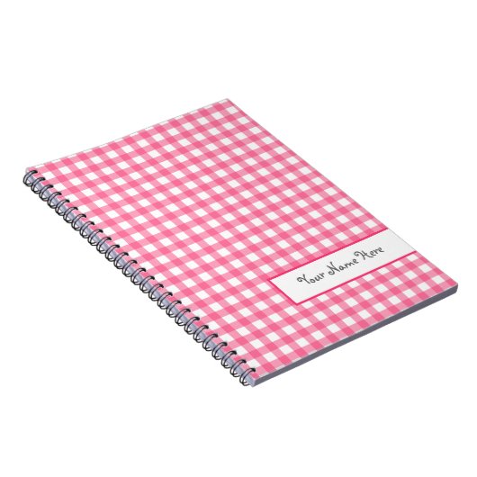 Roze Gingham Spiral - Aangepast notebook Notitieboek (Rechterzijde)