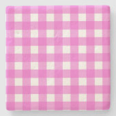 Roze gingham stenen onderzetter (Voorkant)