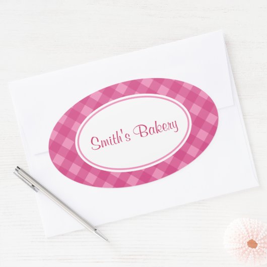 Roze Gingham Stickers (Envelop)