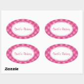 Roze Gingham Stickers (Vel)