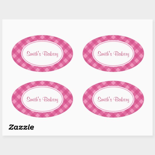 Roze Gingham Stickers (Vel)
