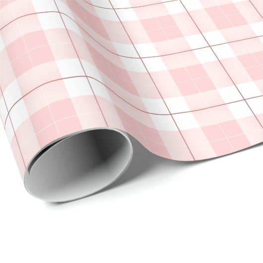 Roze Gingham Stijl Plaid Patroon Cadeaupapier (Rol Hoek)