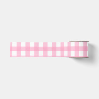Roze Gingham & Stippen Inpakpapier Set Grosgrain Lint