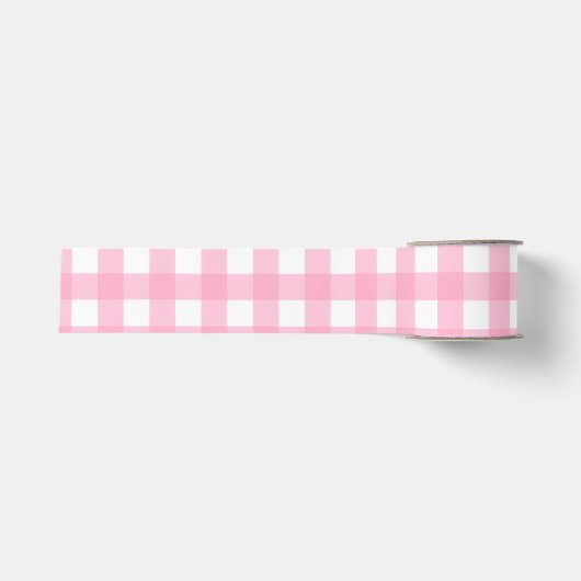 Roze Gingham & Stippen Inpakpapier Set Grosgrain Lint (Voorkant)