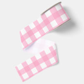 Roze Gingham & Stippen Inpakpapier Set Grosgrain Lint (Achterkant)