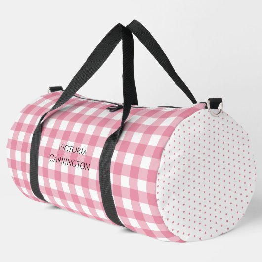 Roze Gingham Stippen Vintage Persoonlijk Plunjezak (Linkerhoek)