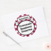 Roze Gingham Strawberry Jelly Jam Jar/Lid Label (Envelop)