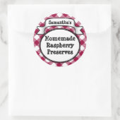 Roze Gingham Strawberry Jelly Jam Jar/Lid Label (Tas)