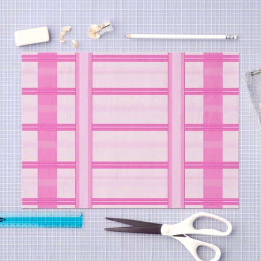 Roze Gingham Streep Geruit Patroon Tissuepapier (Craft)