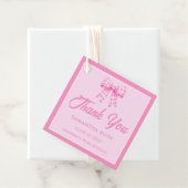 Roze Gingham Strik Afstudeerfeestje Bedankjes Labels (In situ)