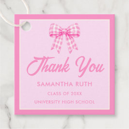 Roze Gingham Strik Afstudeerfeestje Bedankjes Labels