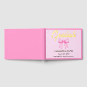 Roze Gingham Strik Afstudeerfeestje Gastenboek (Volledig)