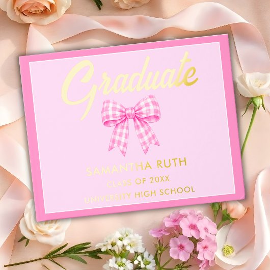 Roze Gingham Strik Afstudeerfeestje Gastenboek
