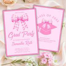 Roze Gingham Strik Afstudeerfeestje