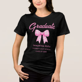 Roze Gingham Strik Afstuderen Tri-Blend Shirt