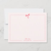 Roze Gingham Strik Baby Kinderen Persoonlijk Stati Notitiekaartje (Voorkant)