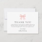 Roze Gingham Strik Baby Shower Bedankt Kaart (Voorkant)