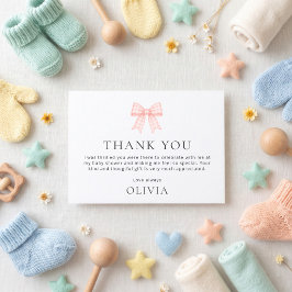 Roze Gingham Strik Baby Shower Bedankt Kaart