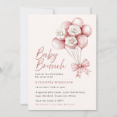 Roze Gingham Strik Baby Shower Brunch Uitnodiging (Voorkant)