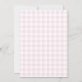 Roze Gingham Strik Babymergis Kaart (Achterkant)